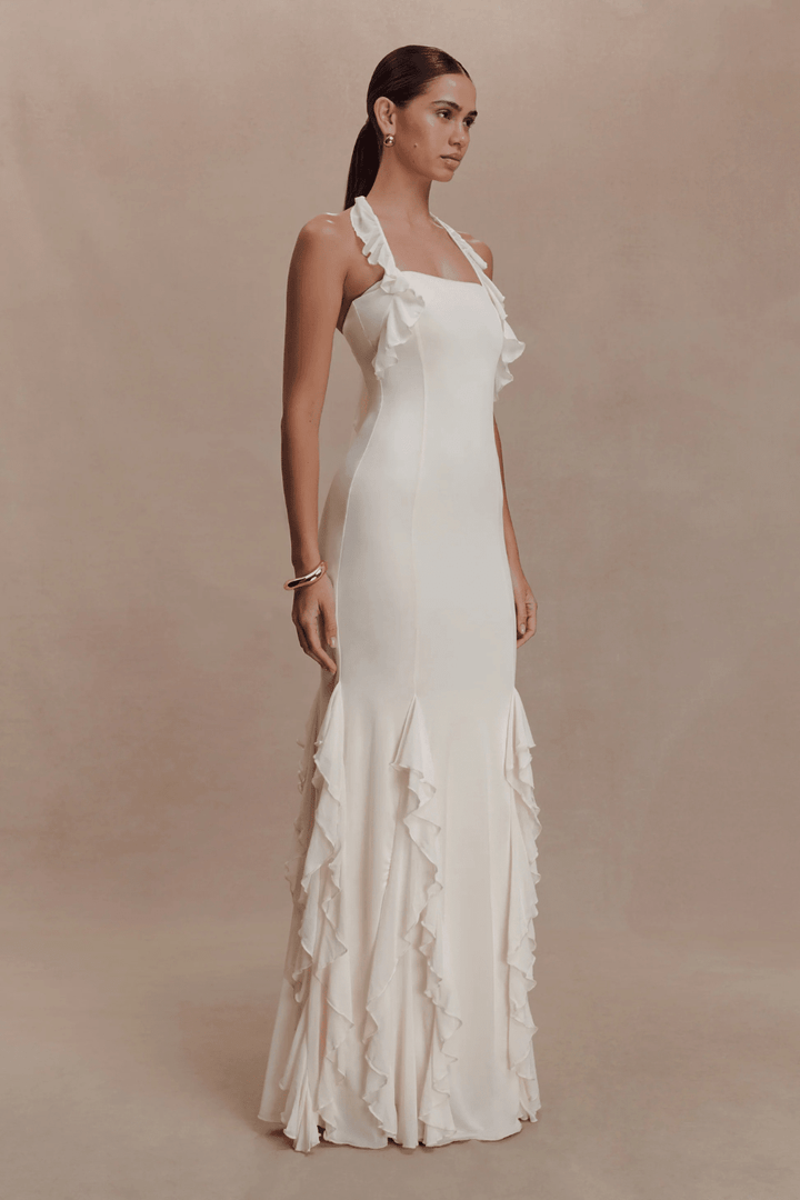 Etta Ruffle Slinky Maxi Dress - 12