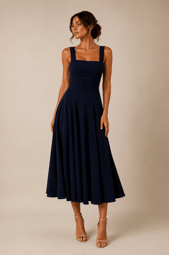 Fiorella Back Tie Midi Dress with Pockets - 13