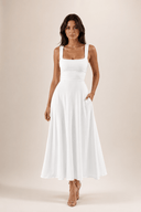 Fiorella Back Tie Midi Dress with Pockets