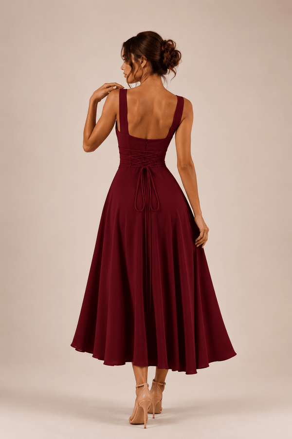 Fiorella Back Tie Midi Dress with Pockets - 8