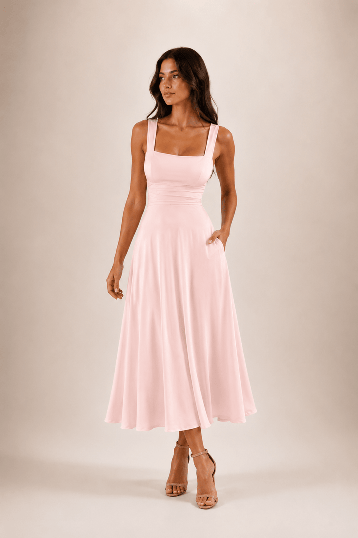 Fiorella Back Tie Midi Dress with Pockets - 3