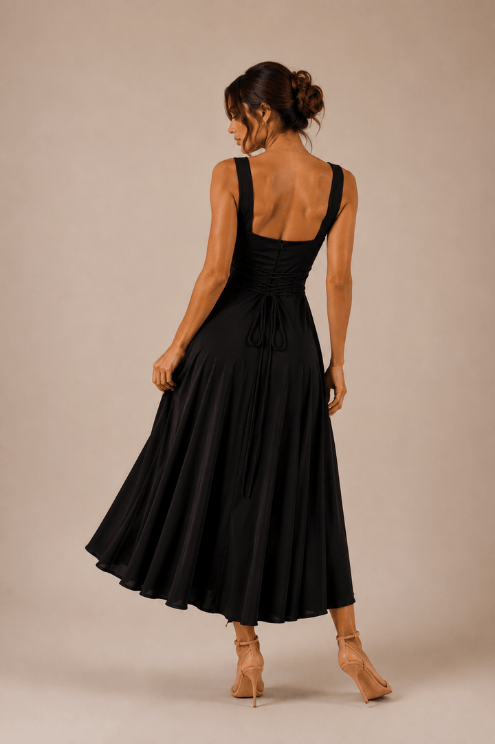 Fiorella Back Tie Midi Dress with Pockets - 10