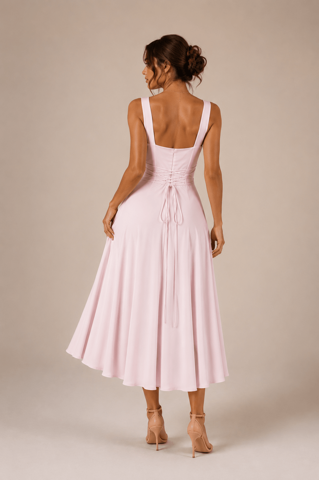 Fiorella Back Tie Midi Dress with Pockets - 4