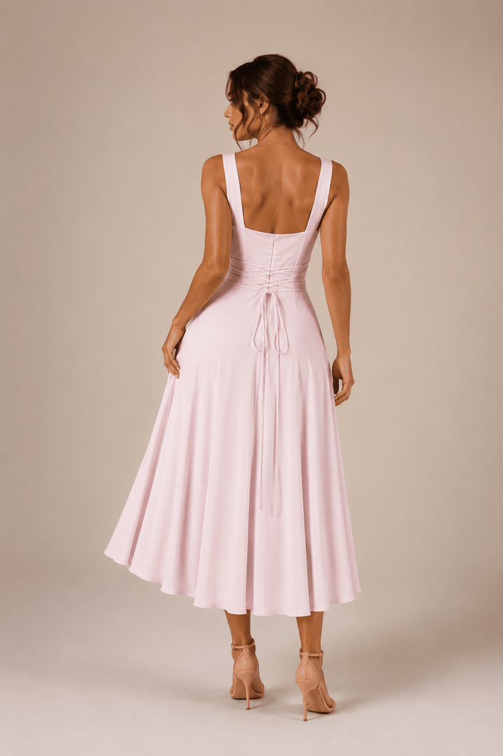 Fiorella Back Tie Midi Dress with Pockets - 4
