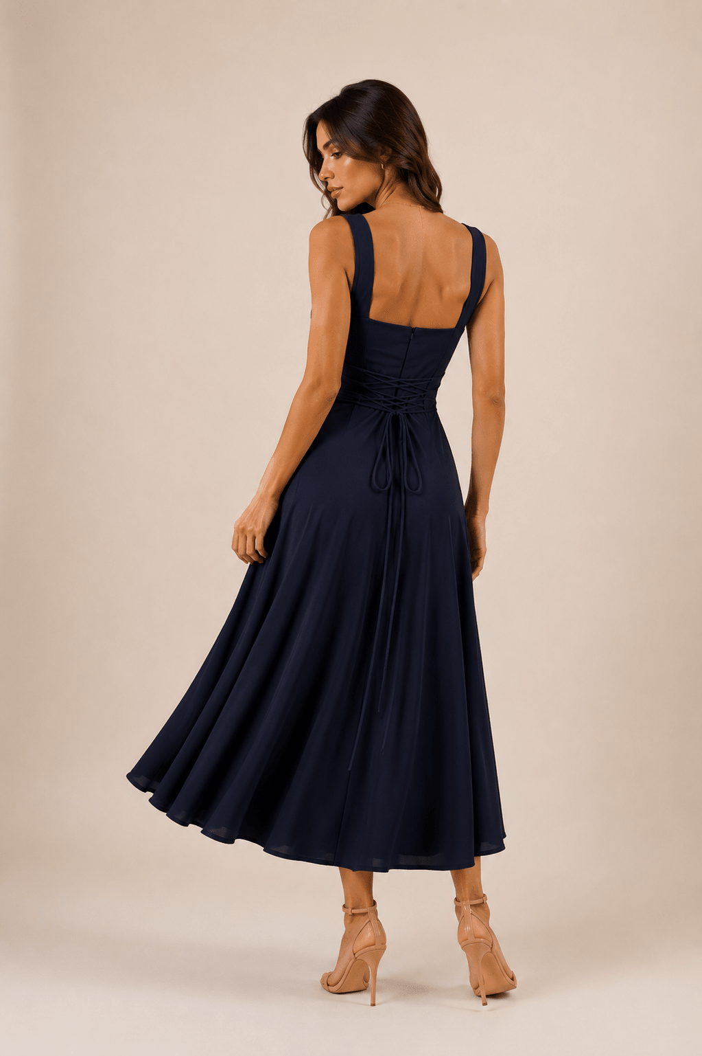 Fiorella Back Tie Midi Dress with Pockets - 14