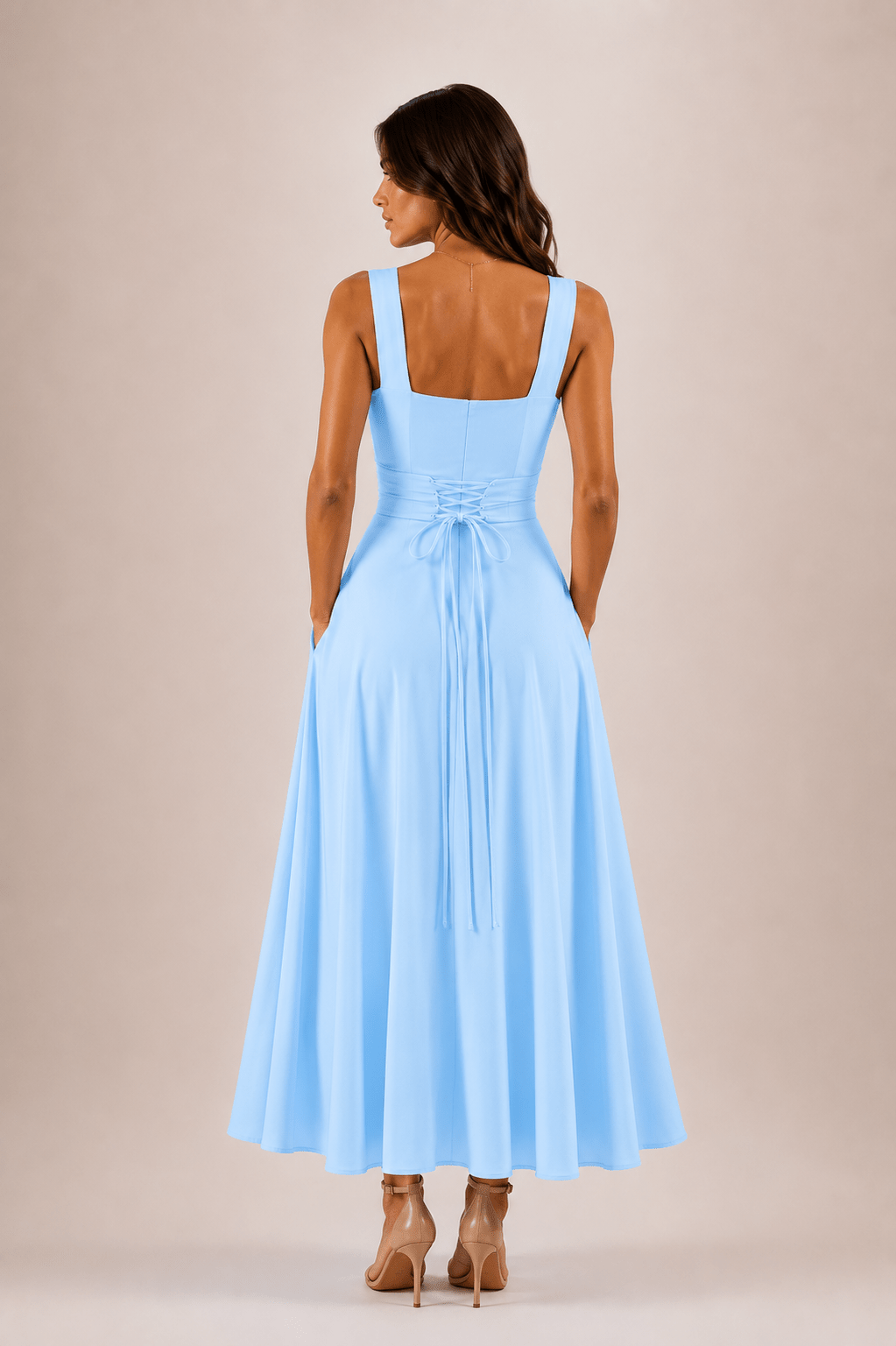 Fiorella Back Tie Midi Dress with Pockets - 6