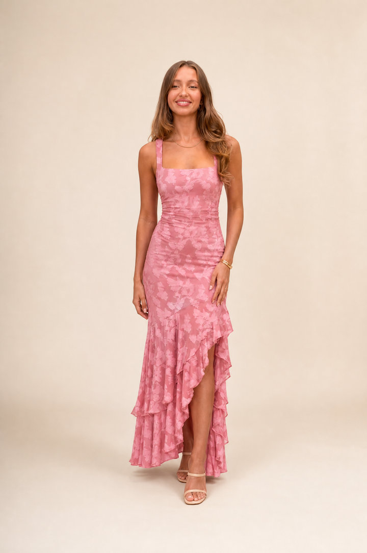 Rosalina Floral Ruffle Maxi Dress