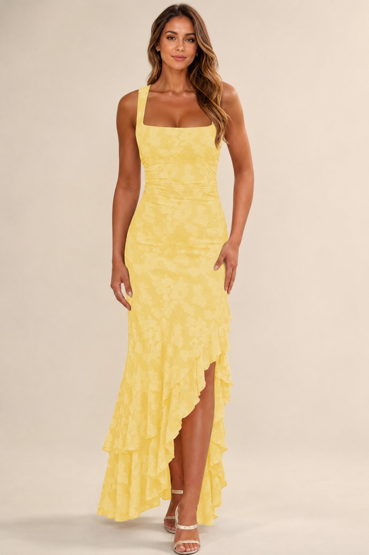 Rosalina Floral Ruffle Maxi Dress