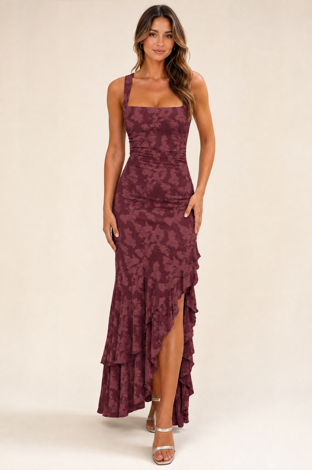 Rosalina Floral Ruffle Maxi Dress