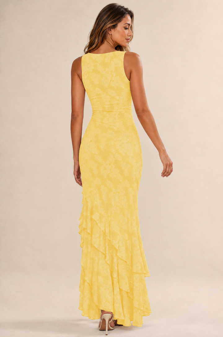 Rosalina Floral Ruffle Maxi Dress