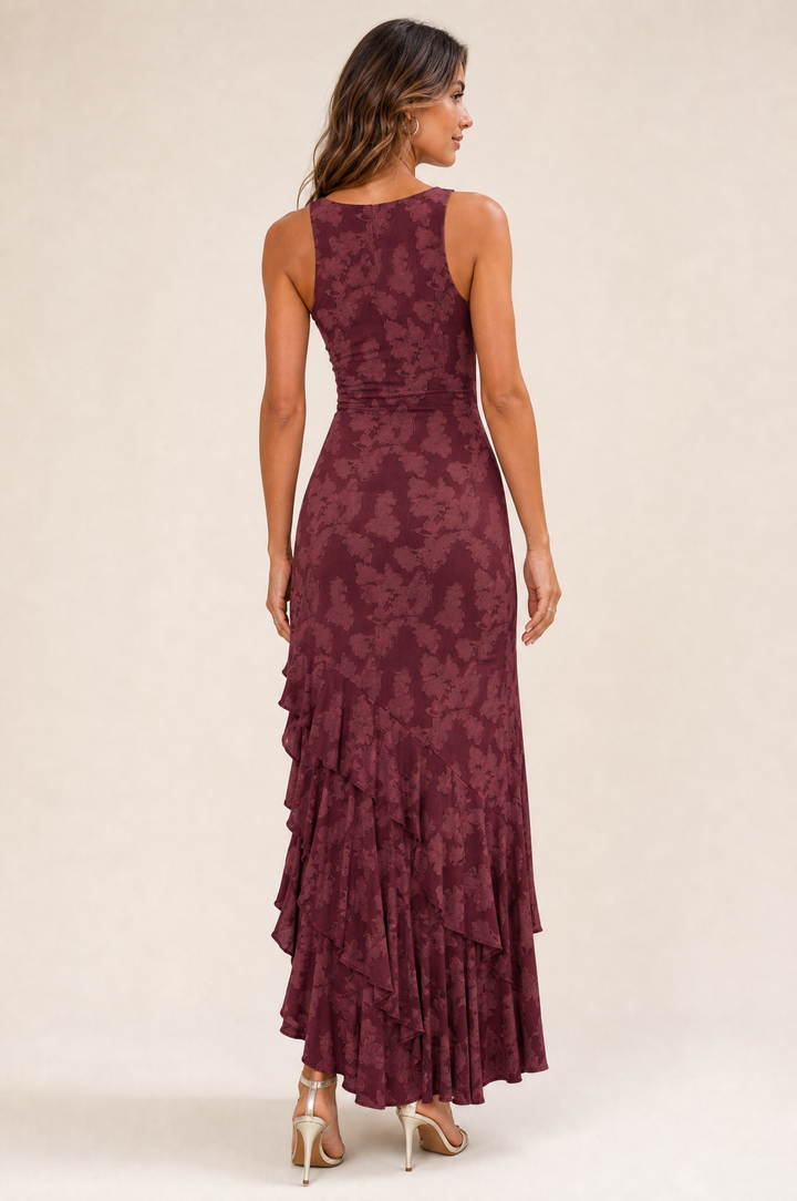 Rosalina Floral Ruffle Maxi Dress
