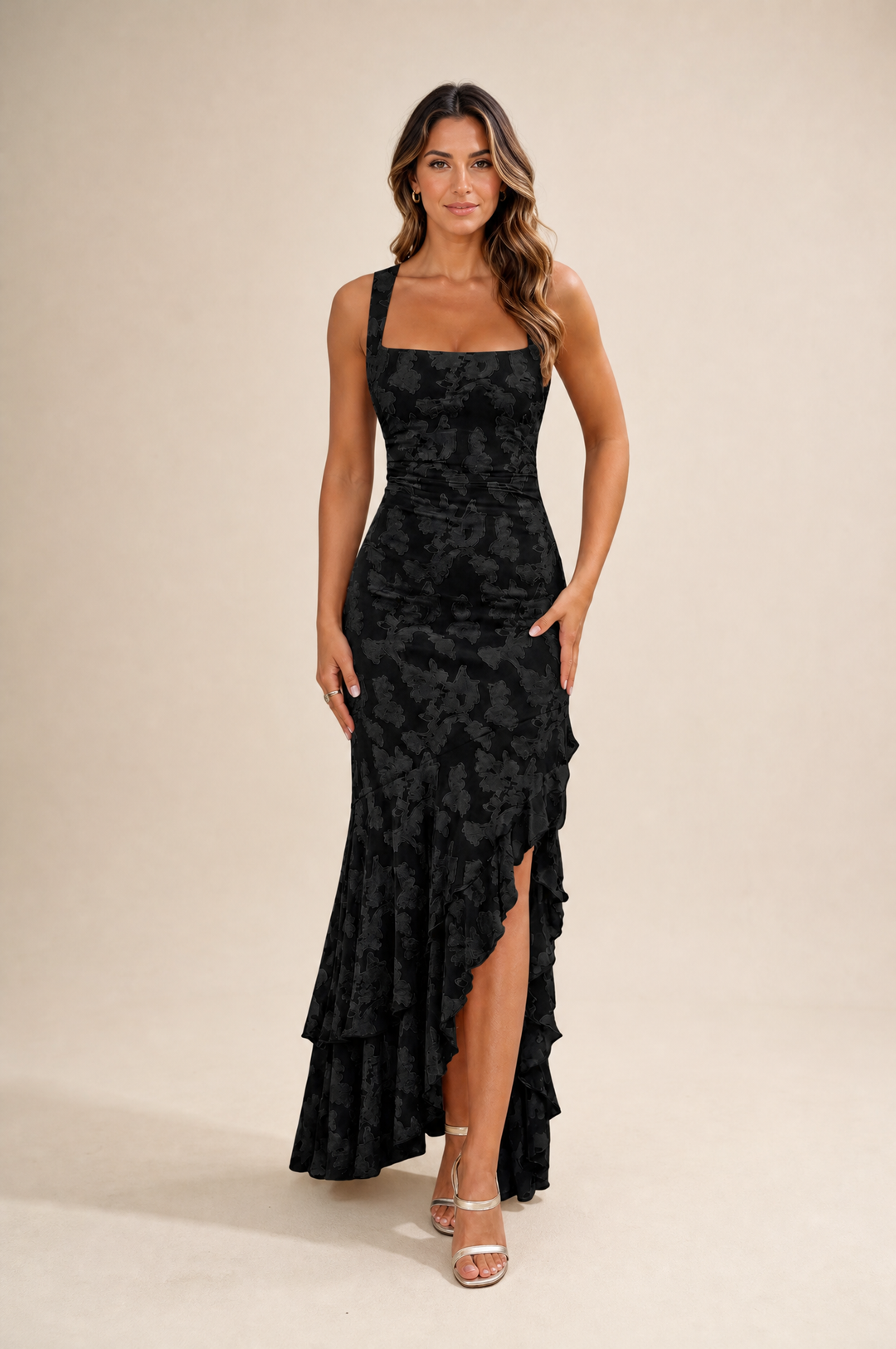 Rosalina Floral Ruffle Maxi Dress