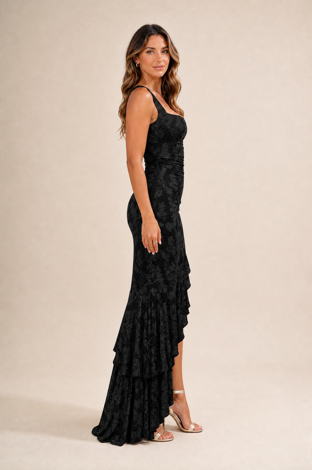 Rosalina Floral Ruffle Maxi Dress