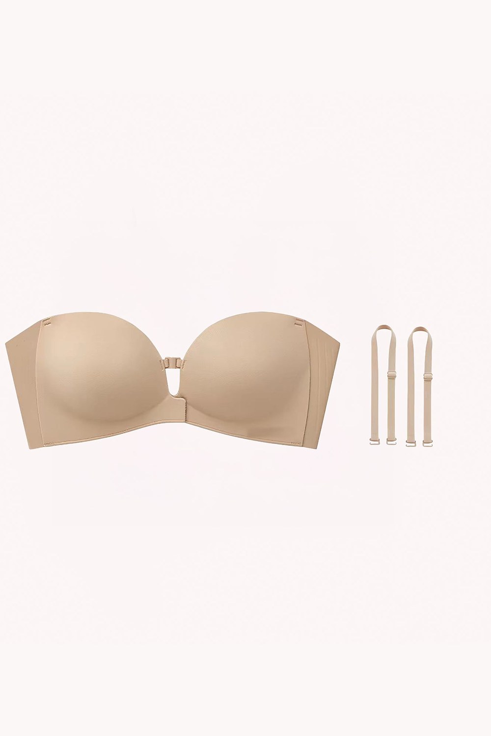 Ida Non-Slip Strapless Push-Up Bra in Light Nude – flat lay with straps