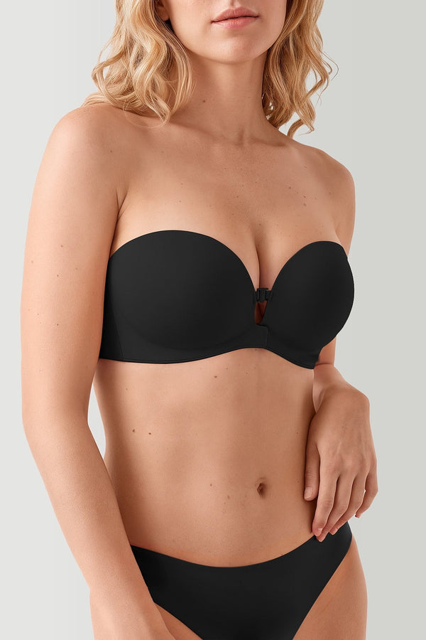 Ida Non-Slip Strapless Push-Up Bra in Black – front