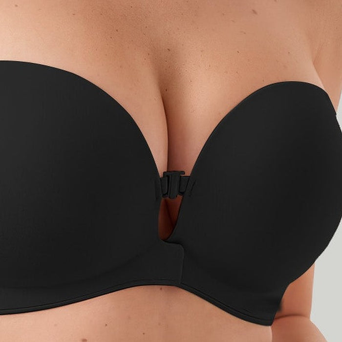 Ida Non-Slip Strapless Push-Up Bra – detail: Flat front clasp