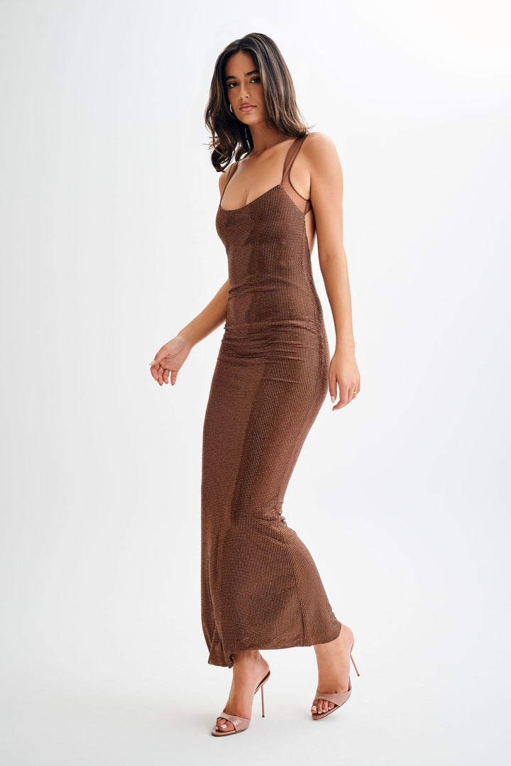 Jasmyn Hot Fix Maxi Dress With Mesh Back - 2