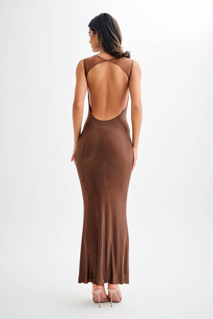 Jasmyn Hot Fix Maxi Dress With Mesh Back - 6