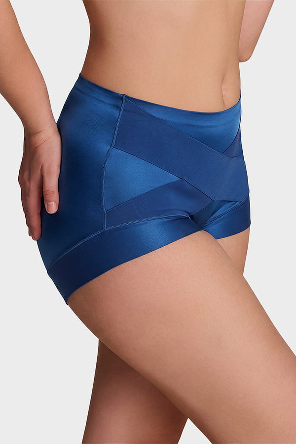 Juno High-Waist Cross-Compression Shaping Briefs (6-Pack) in Navy – side