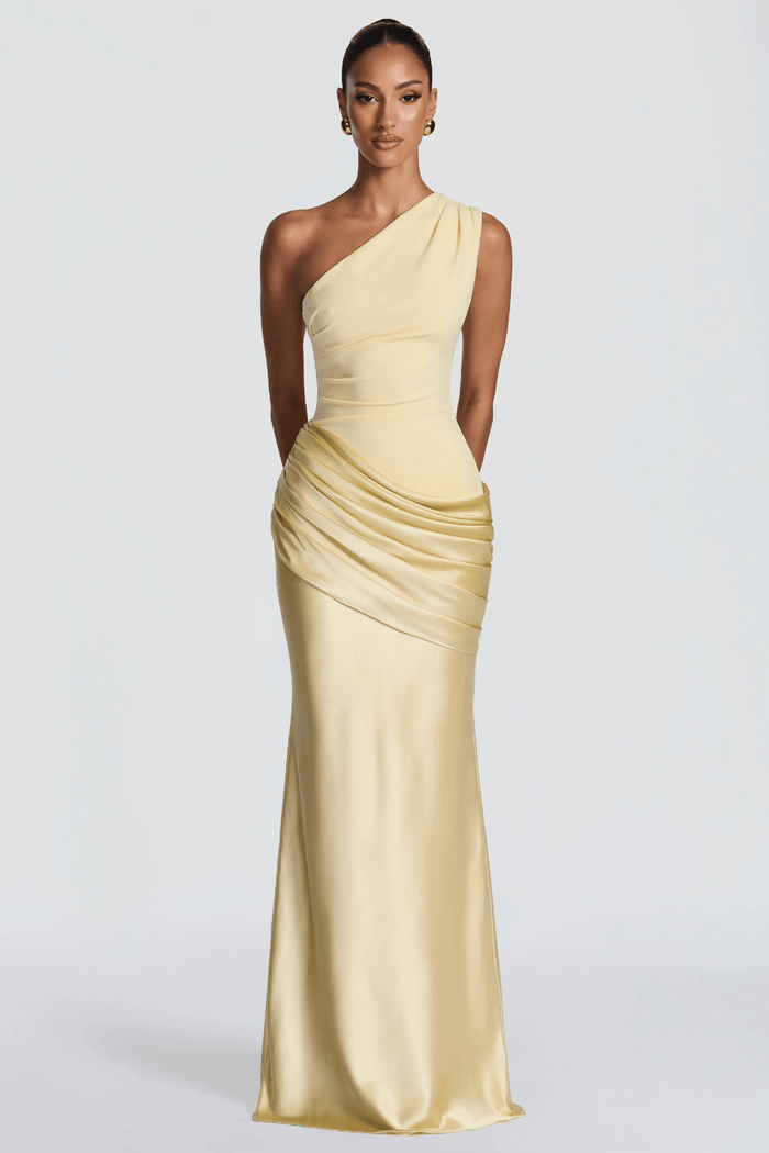 Léonie Draped One-Shoulder Maxi Dress - 10