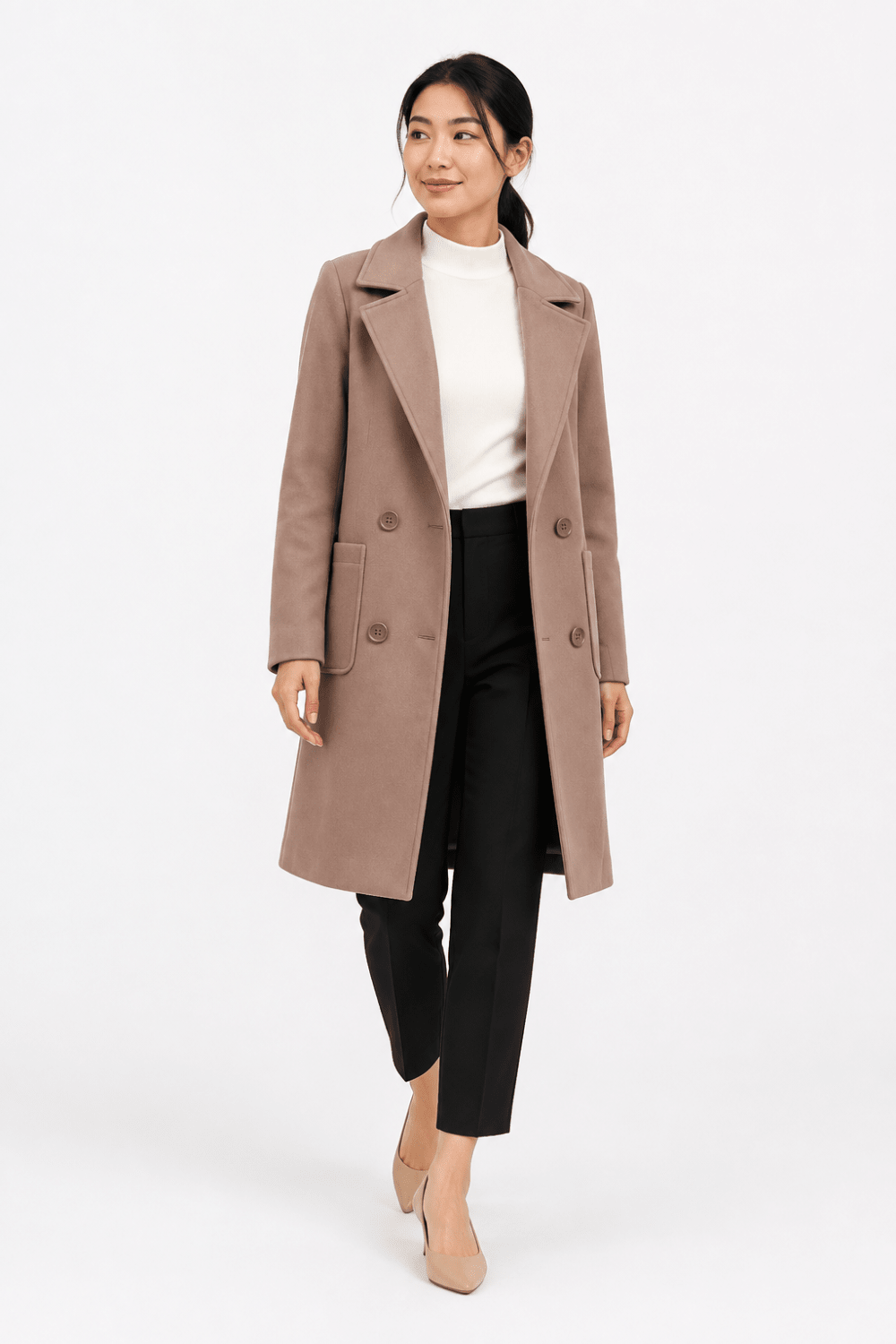 Lorenza Tailored Double-Breasted Wool-Blend Coat - 11