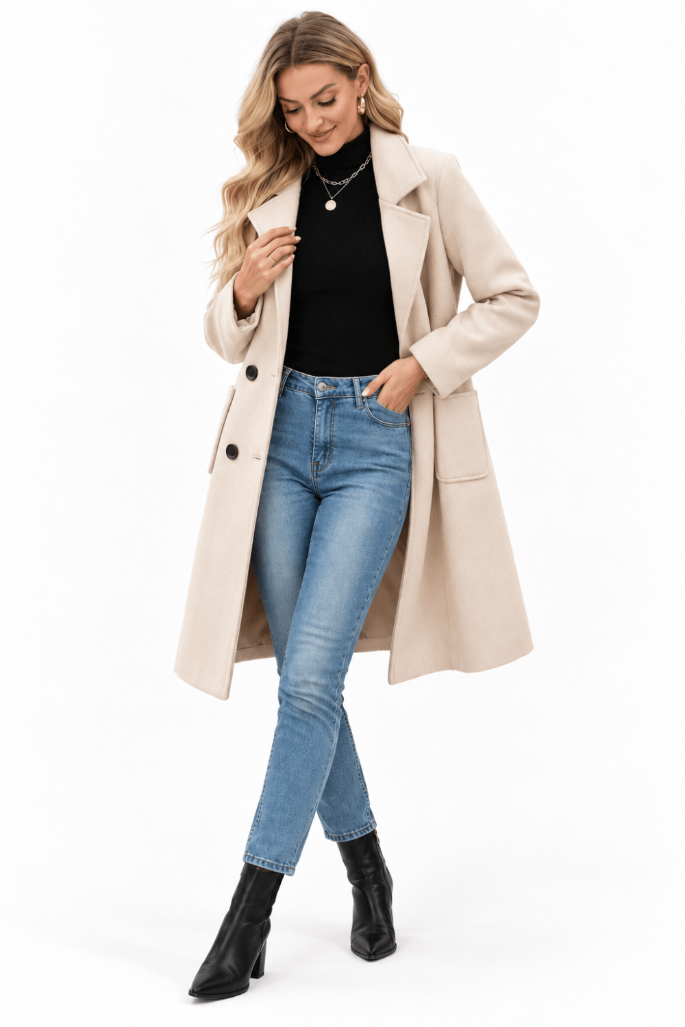 Lorenza Tailored Double-Breasted Wool-Blend Coat - 1