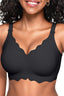 Lotte Scalloped Wire-Free Full-Coverage Bra in Black – front