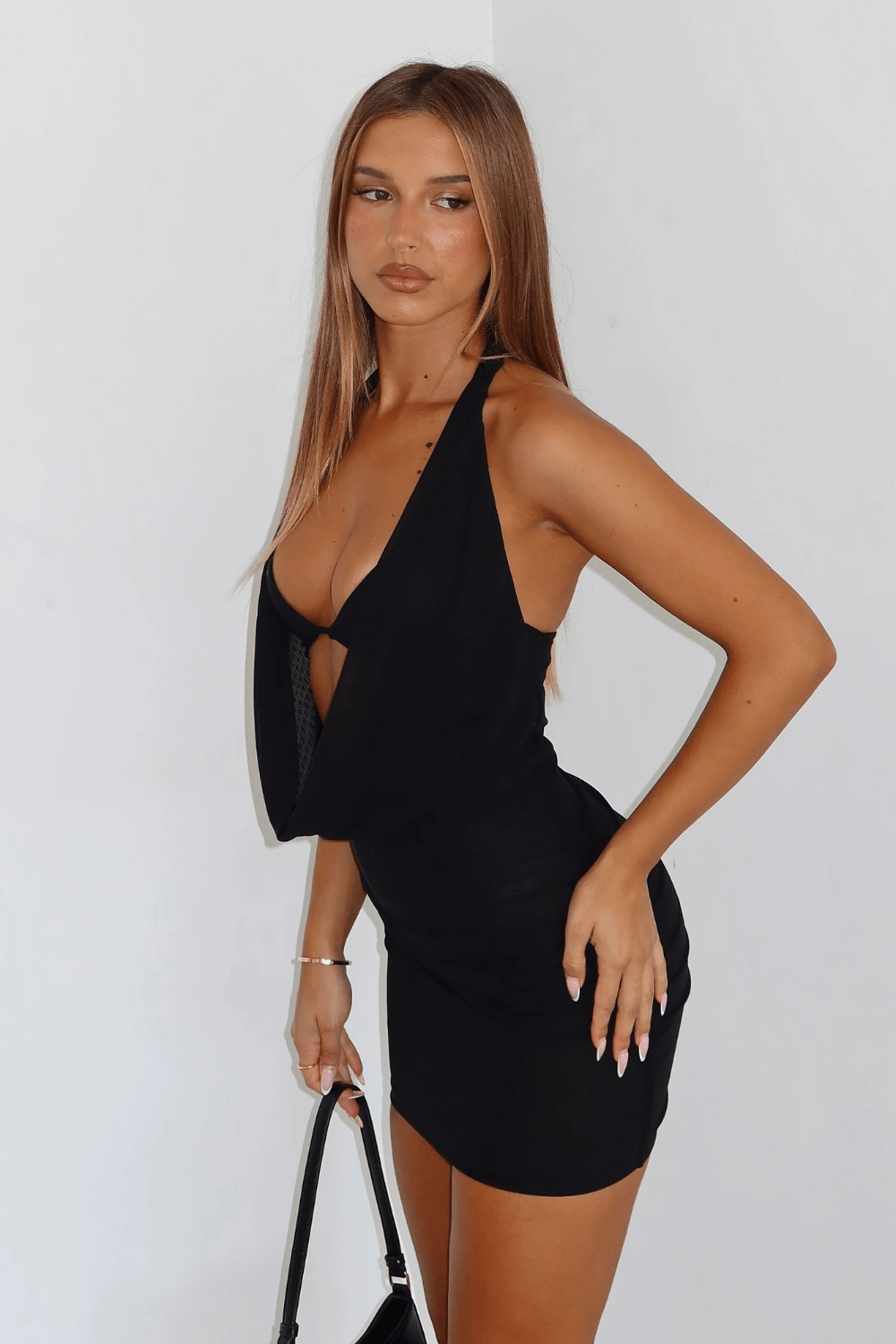 Lucia Plunge Halter Mini Dress - 7