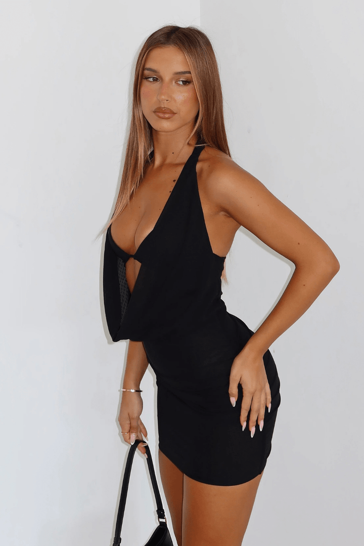 Lucia Plunge Halter Mini Dress - 7