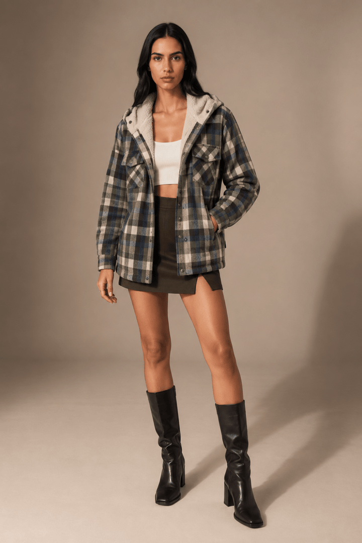 Maren Plaid Hooded Wool Coat - 5