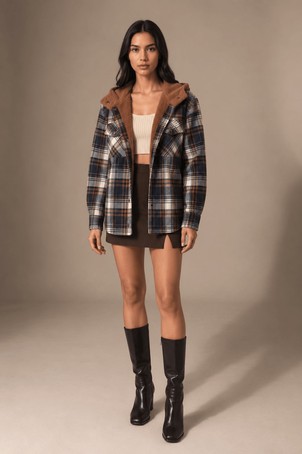 Maren Plaid Hooded Wool Coat - 3