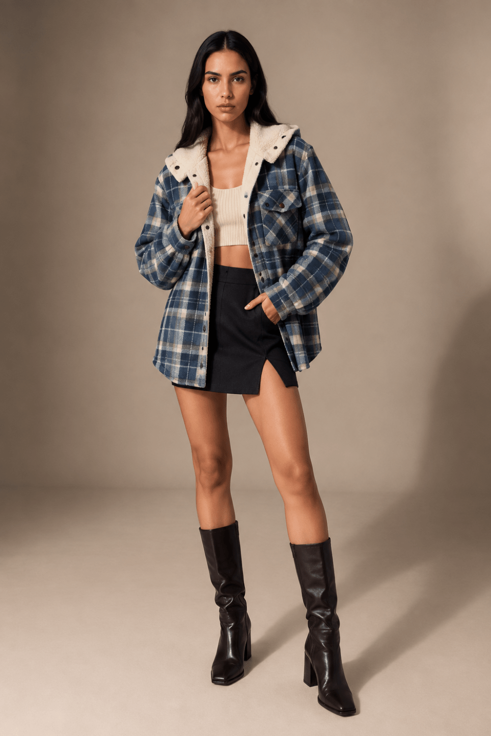 Maren Plaid Hooded Wool Coat - 2