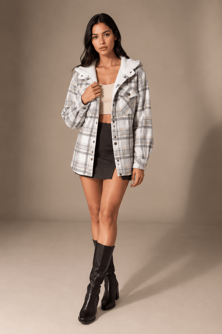 Maren Plaid Hooded Wool Coat - 6