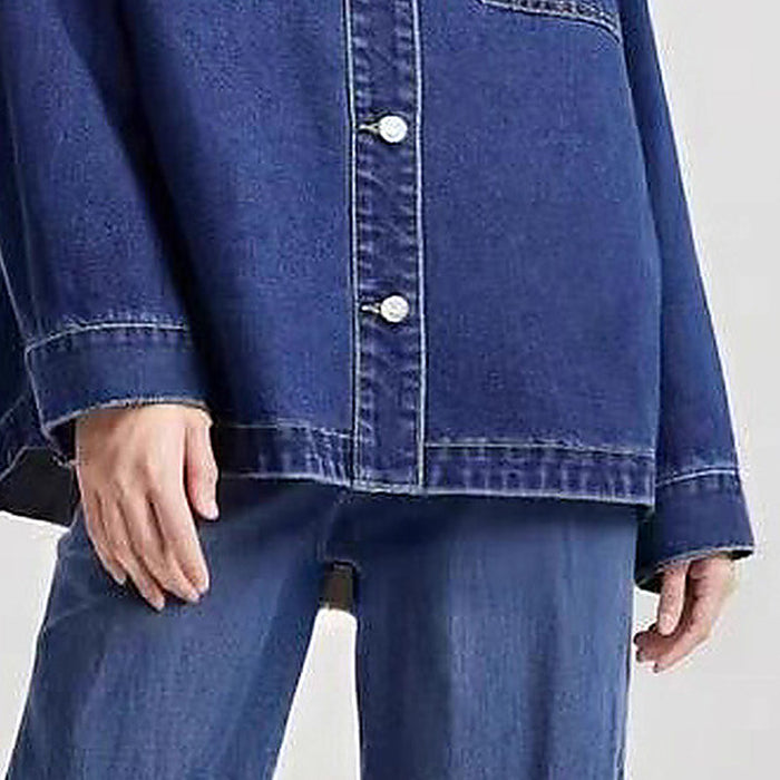 Margot Drop-Shoulder Denim Jacket - detail: Wide sleeves, deep hem band