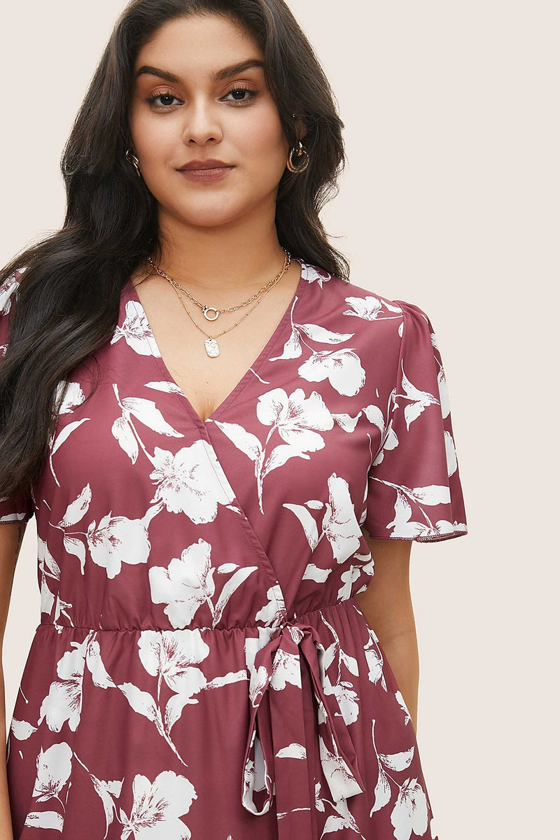 Marigold Ruffle Wrap Midi Dress