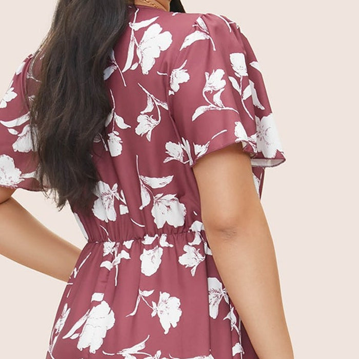 Marigold Ruffle Wrap Midi Dress – flutter sleeve detail