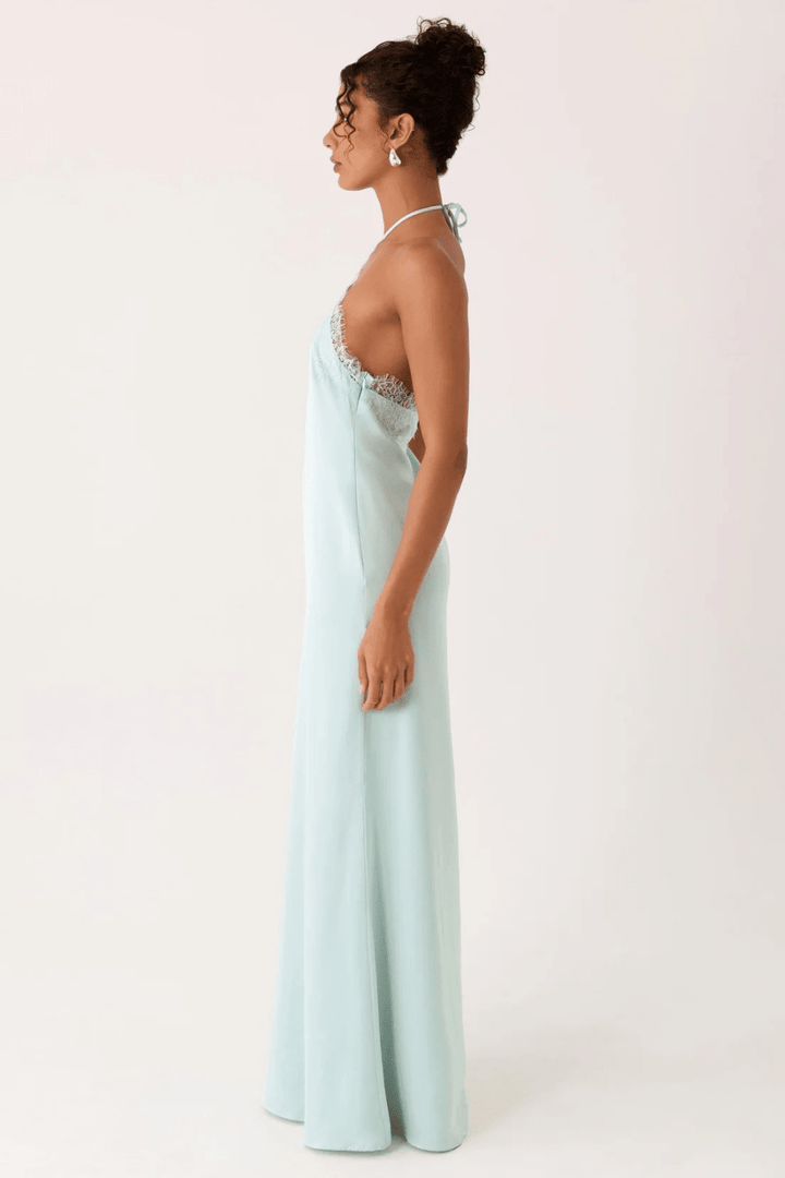 Marina Lace-Trim Halter Maxi Dress - 3
