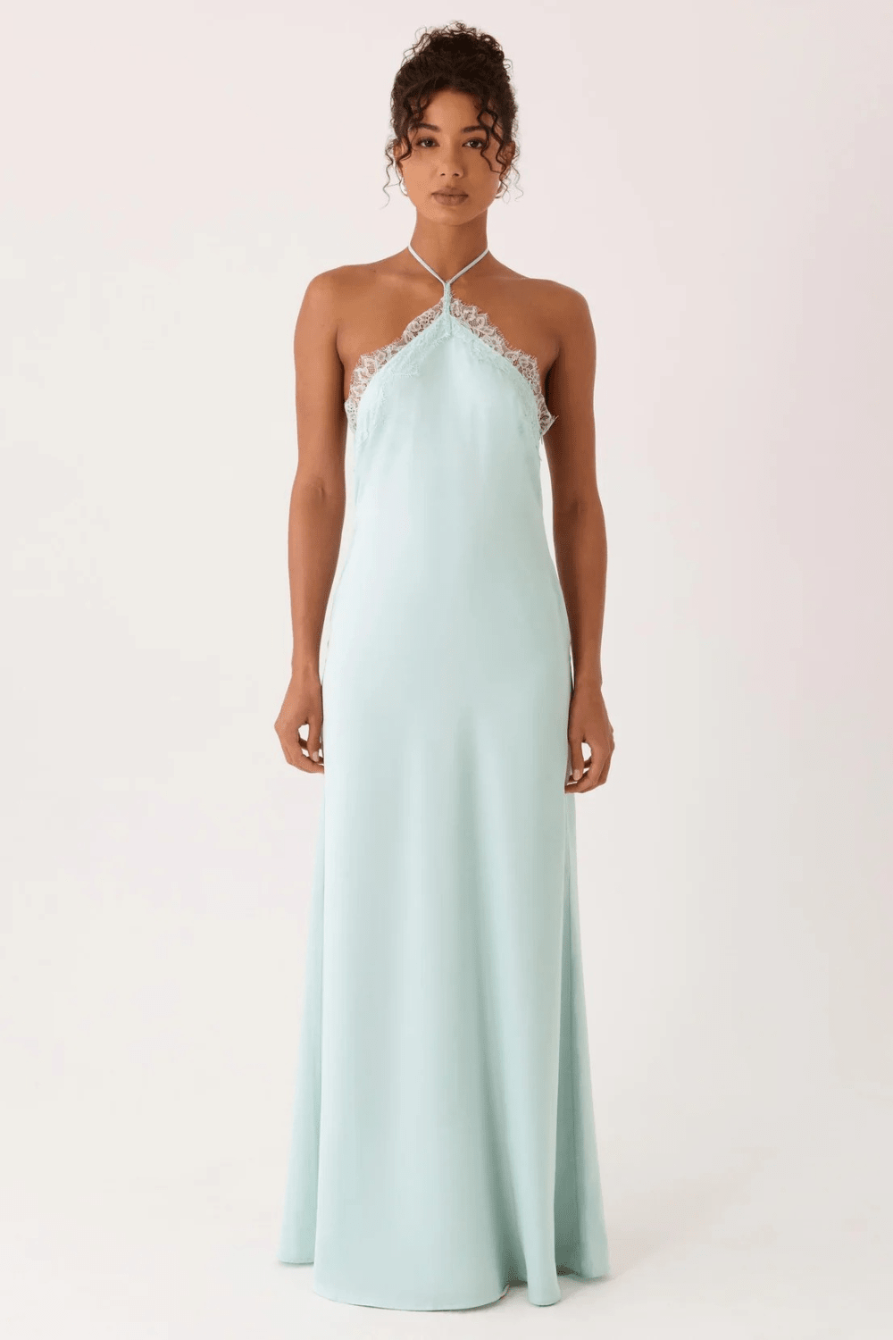 Marina Lace-Trim Halter Maxi Dress - 2