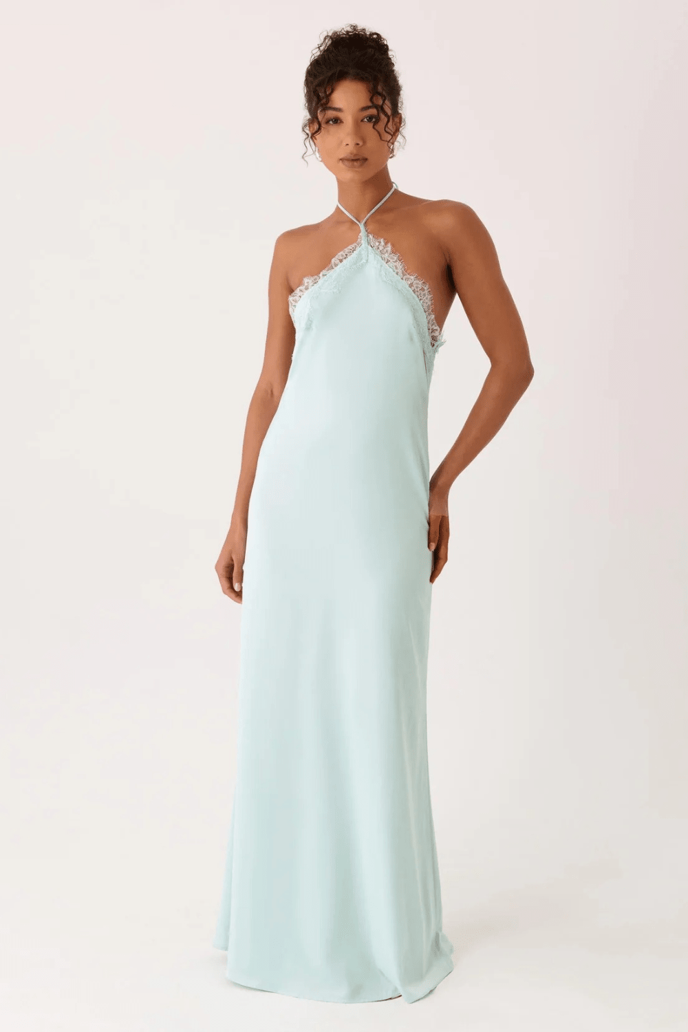 Marina Lace-Trim Halter Maxi Dress - 1