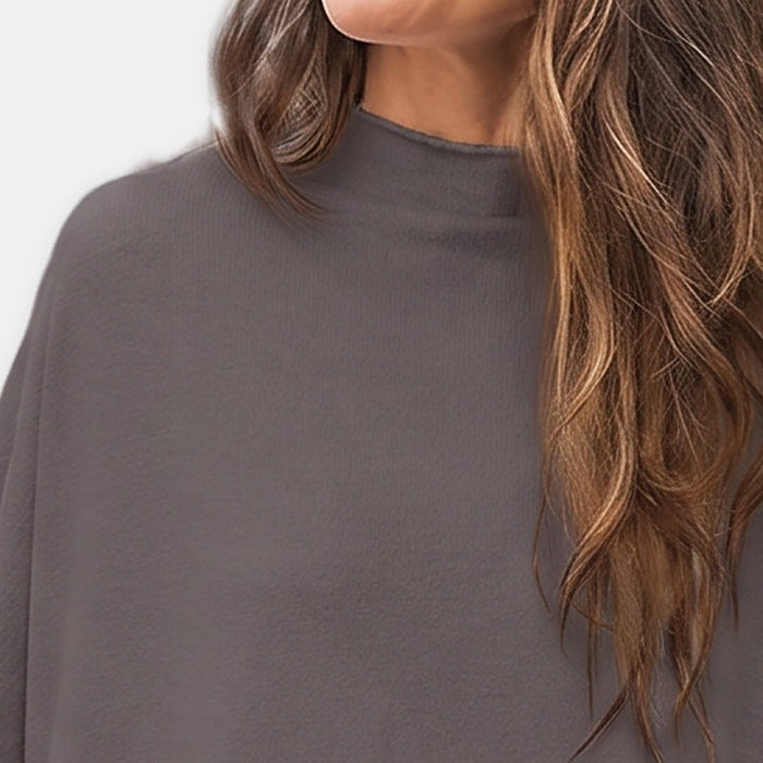 Marisela Mock-Neck Wide-Leg Lounge Set – detail: Ribbed mock neck