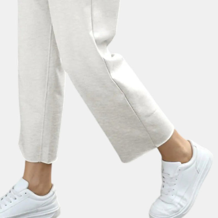 Marisela Mock-Neck Wide-Leg Lounge Set – detail: Cropped wide-leg hem