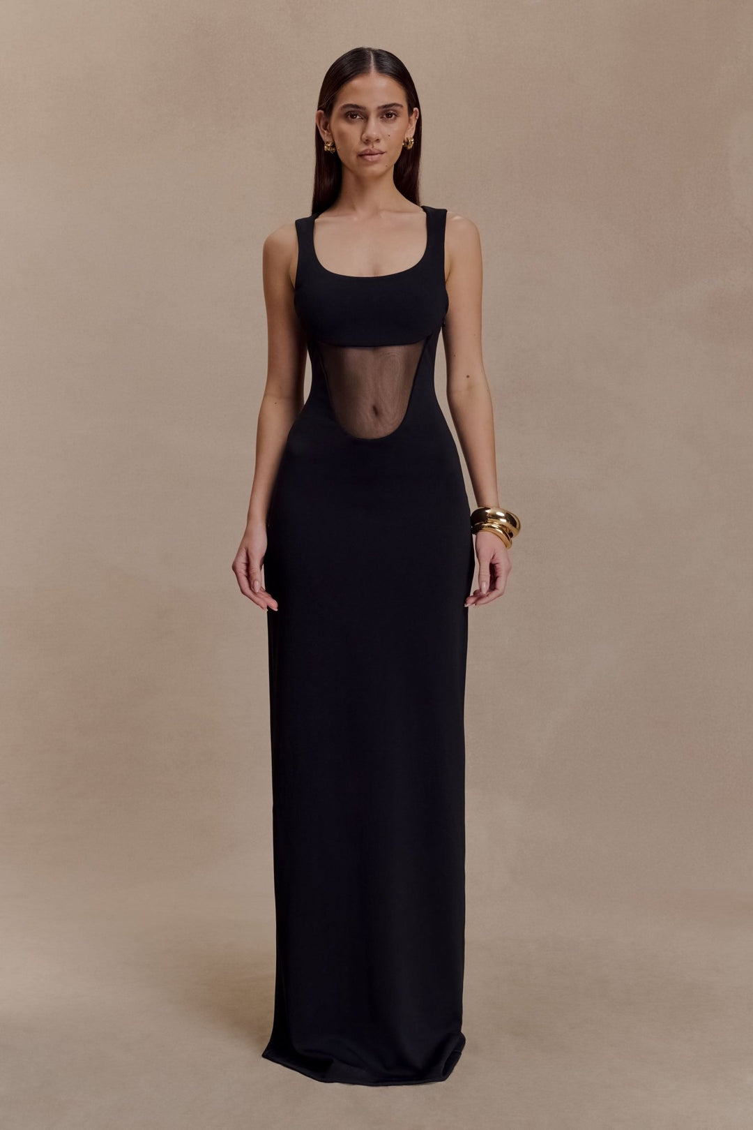 Marlon Crepe And Mesh Maxi Dress - 1