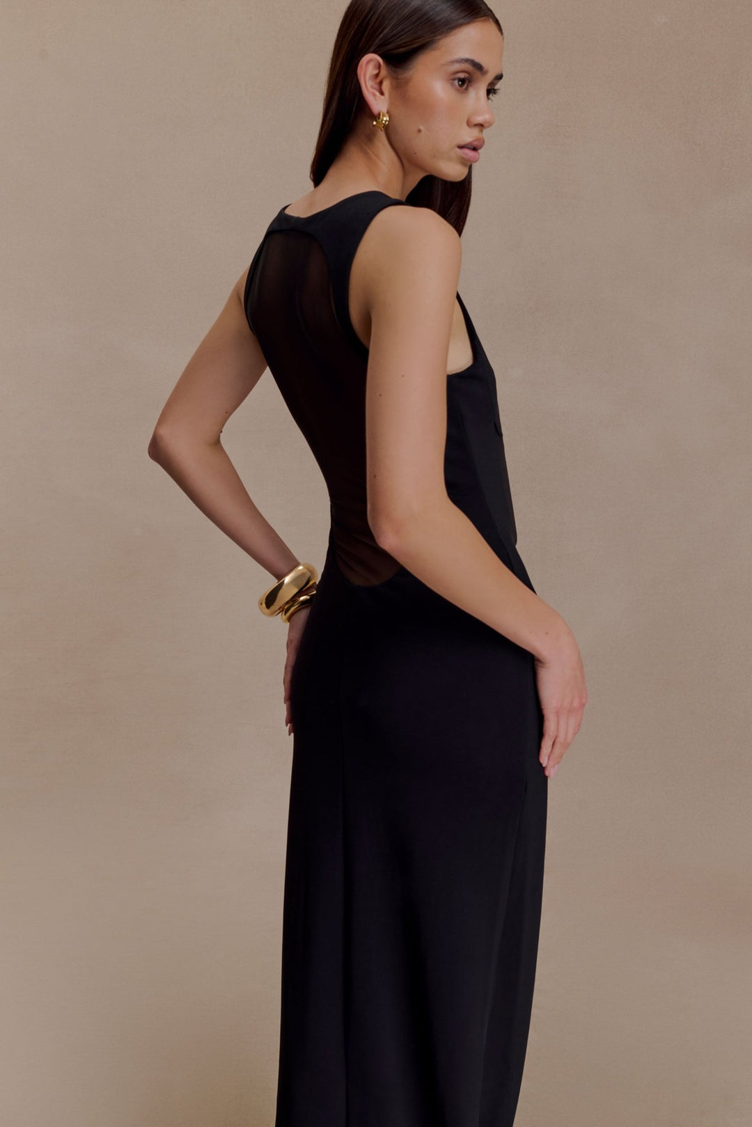 Marlon Crepe And Mesh Maxi Dress - 3