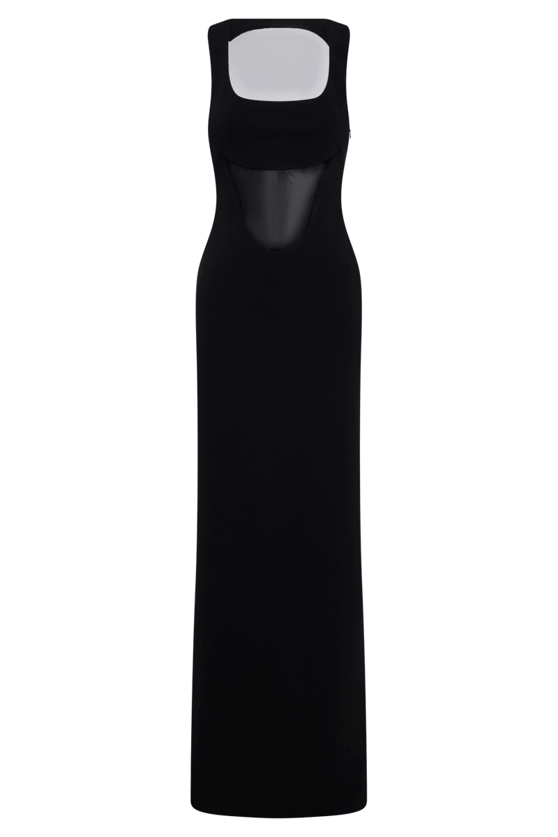 Marlon Crepe And Mesh Maxi Dress