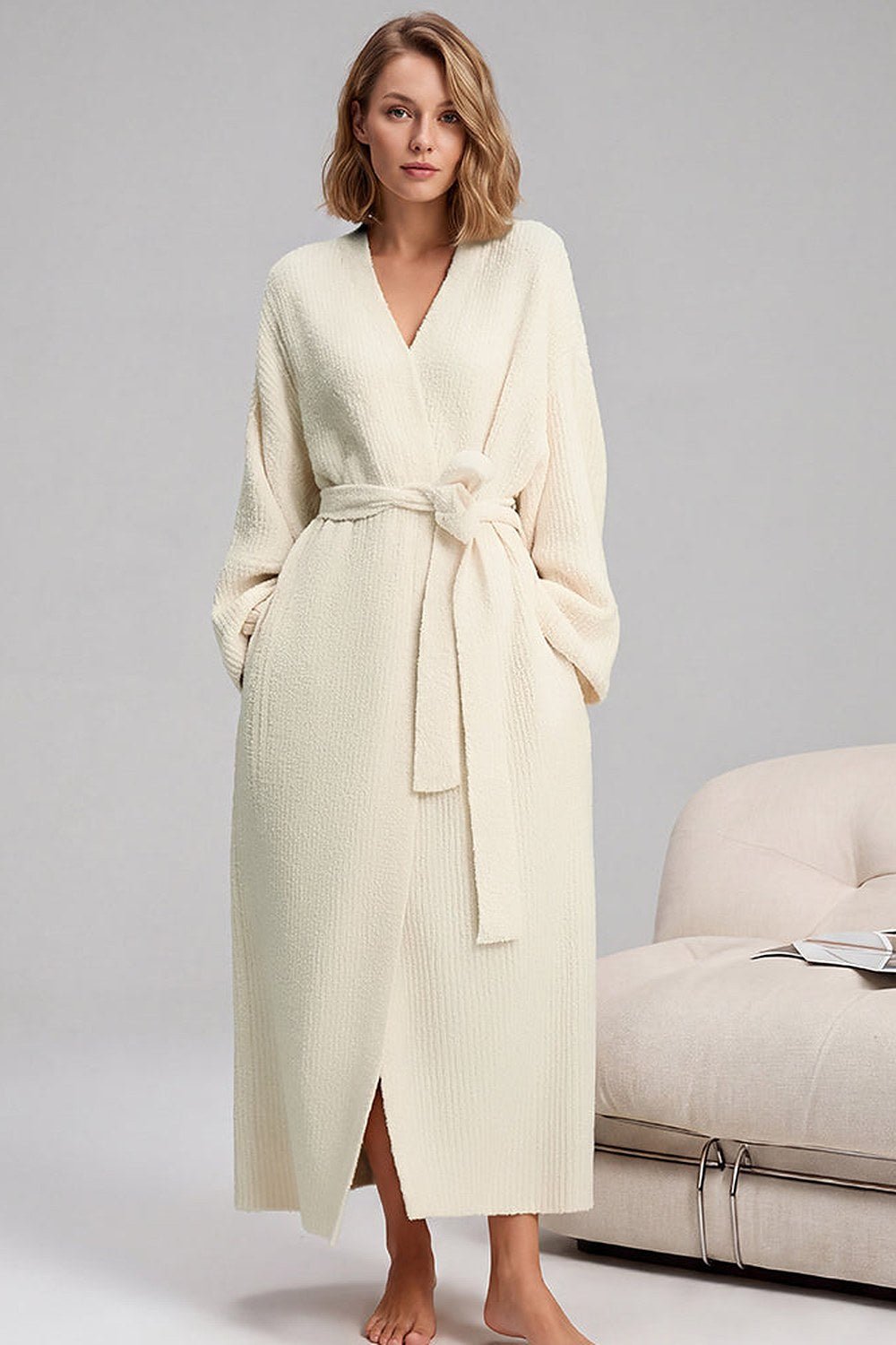 Noelle Cozy Plush Robe with Pockets - 1