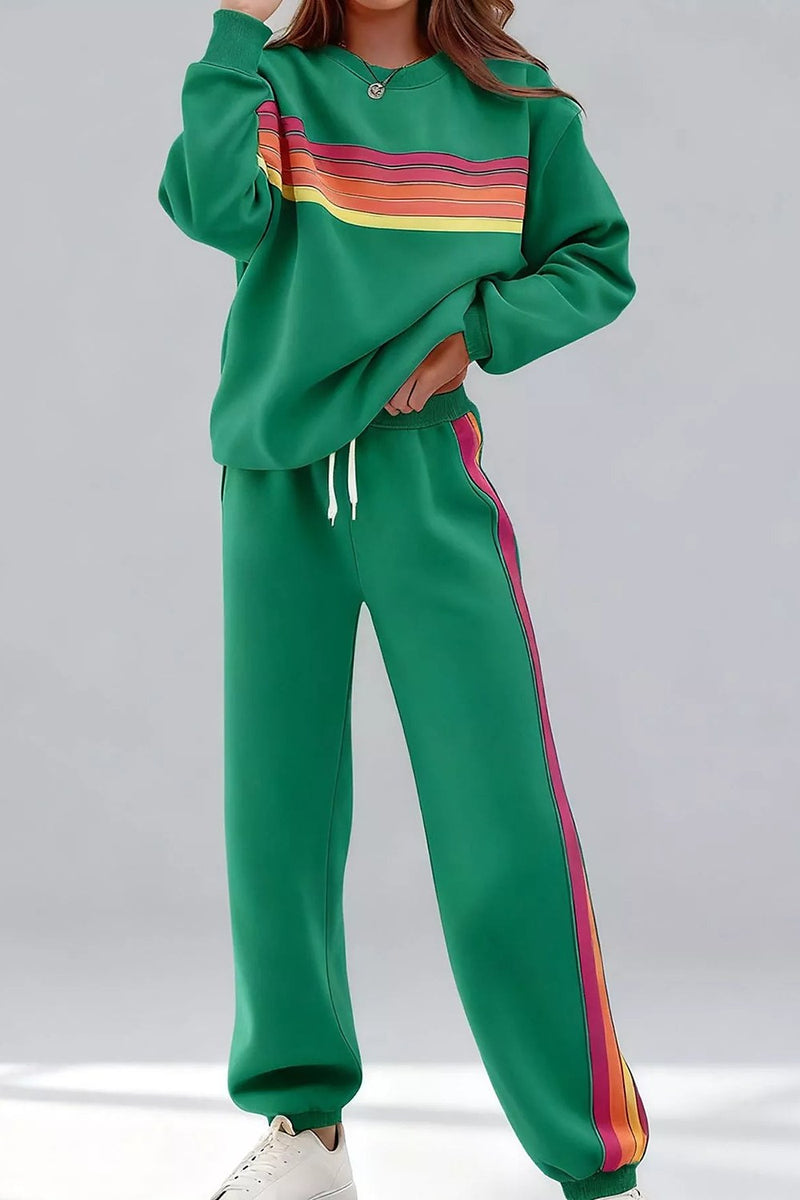 Ensemble sweat col rond rayé et pantalon de jogging Noor