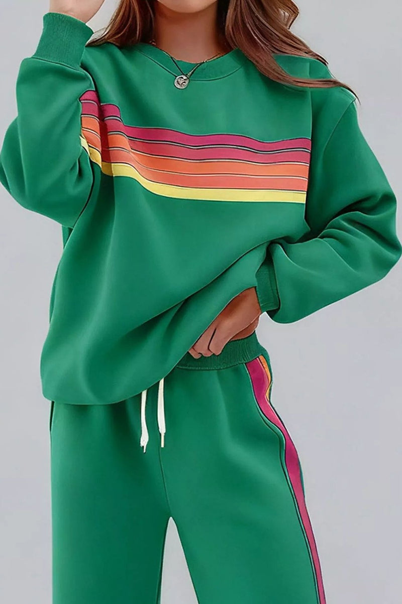 Ensemble sweat col rond rayé et pantalon de jogging Noor