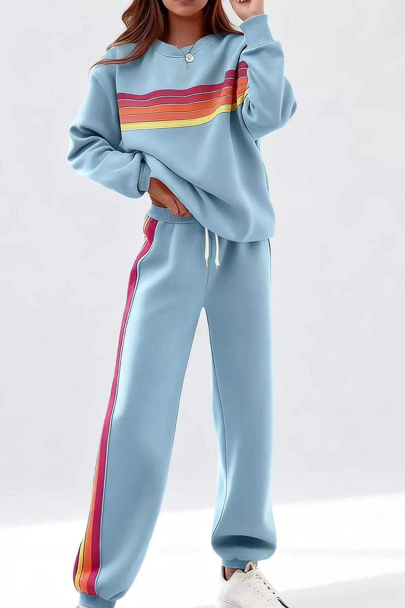 Ensemble sweat col rond rayé et pantalon de jogging Noor