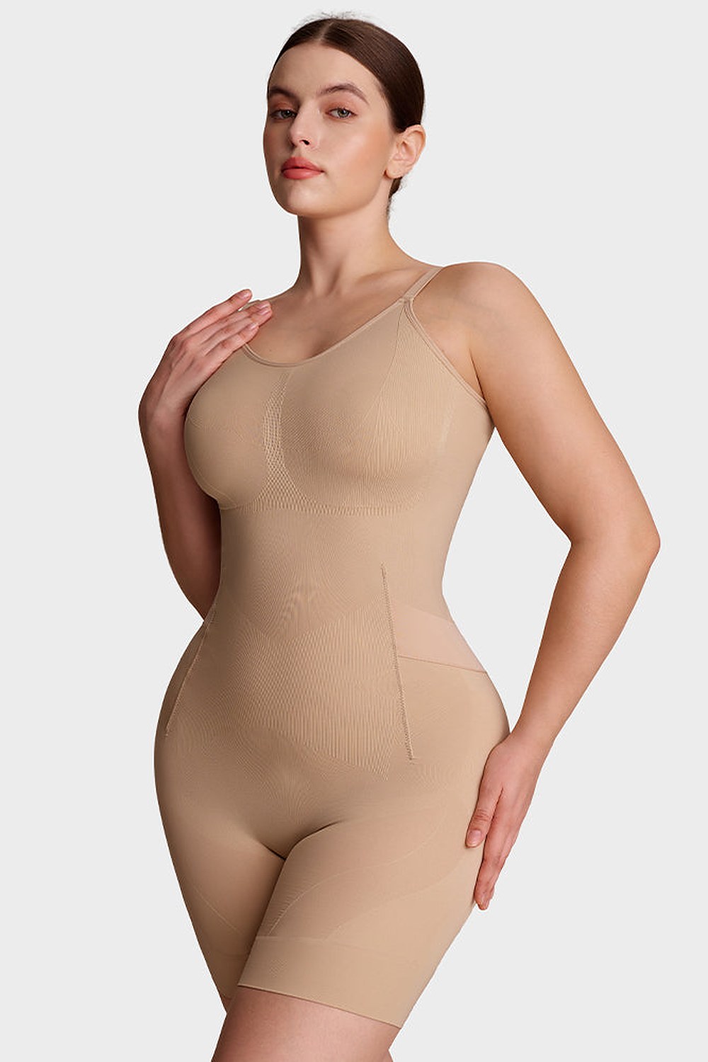 Nova Seamless Sculpting Bodysuit in Nude – front