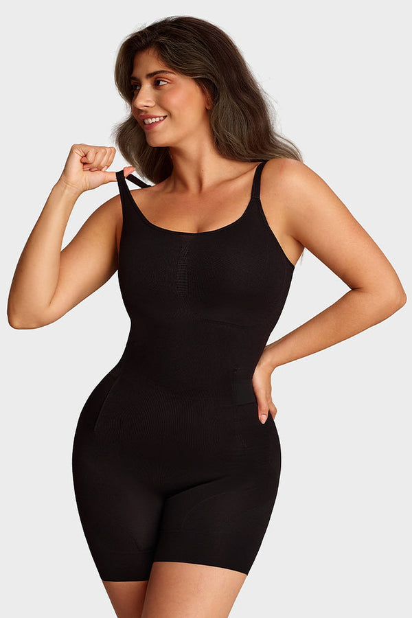 Nova Seamless Sculpting Bodysuit in Black – front